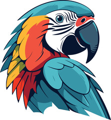 Wall Mural - Colorful macaw parrot isolated on white background. Vector illustration.