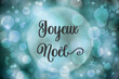© Nelos - Text Joyeux Noel, Means Merry Christmas, Blue Christmas Background