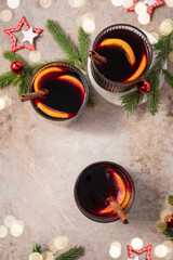 Wall Mural - Spiced citrus mulled wine on white linen surface