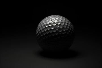 Wall Mural - grey golf ball with dark shadow on surfase on black studion background