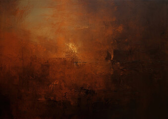 Wall Mural - a painting of a brown and orange background. Expressive Rust color oil painting background