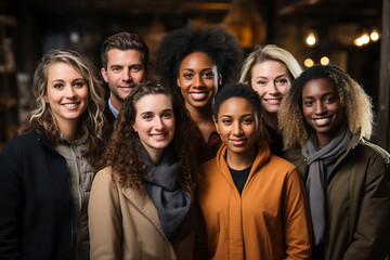 Wall Mural - a group of people of different nationalities and smile