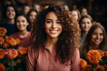 Wall Mural - a group of people of different nationalities and smile