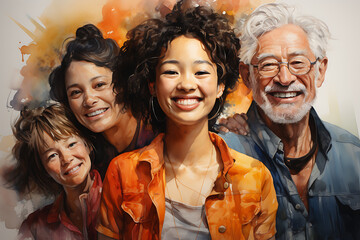 Wall Mural - a group of people of different nationalities and smile