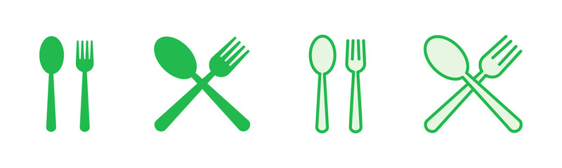 spoon and fork icon set. spoon, fork and knife icon vector. restaurant icon