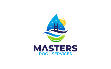 Illustration vector graphic of swimming pool cleaning service logo vector template