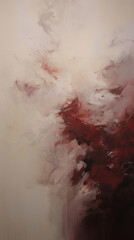 Wall Mural - an abstract painting with red and white colors. Expressive Crimson oil painting background