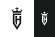 c h letter monogram logo design with crown