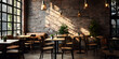Dine in Style: Rustic Restaurant with Brick Wall and Vintage Decor,AI Generative 