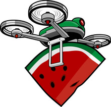 Watermelon Drone Delivery Illustration Design Vector