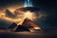An Aliens Spaceship Flies Over The Pyramids Of Egypt To Catch Something