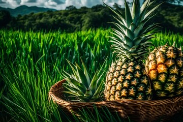  pineapple in a basket