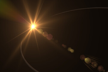 Wall Mural - Sun flare on the black background