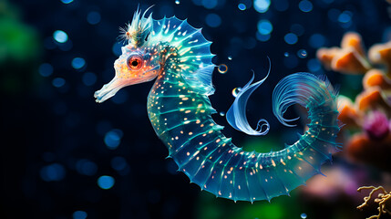 Sticker - beauty green seahorse