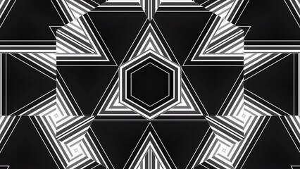 Black and white lines pattern geometric motion background. Seamless looping animation