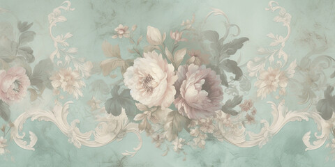   Vintage watercolor background with flowers.