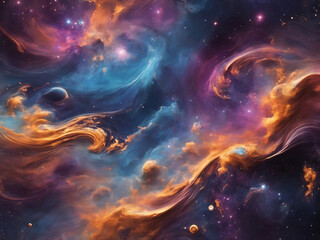 A colorful galaxy with a blue and pink background generative ai