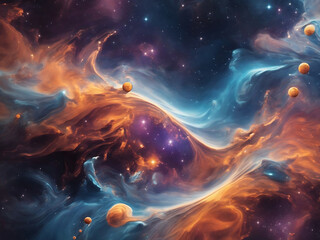 Wall Mural - A colorful galaxy with a blue and pink background generative ai