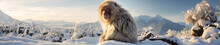 A Banner Photo Of A Monkey In A Winter Setting