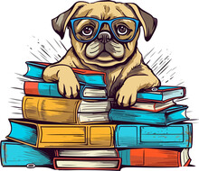  Dog With Book Illustration