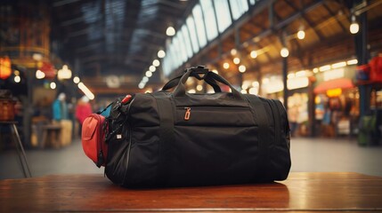 Canvas Print - a black bag on a table