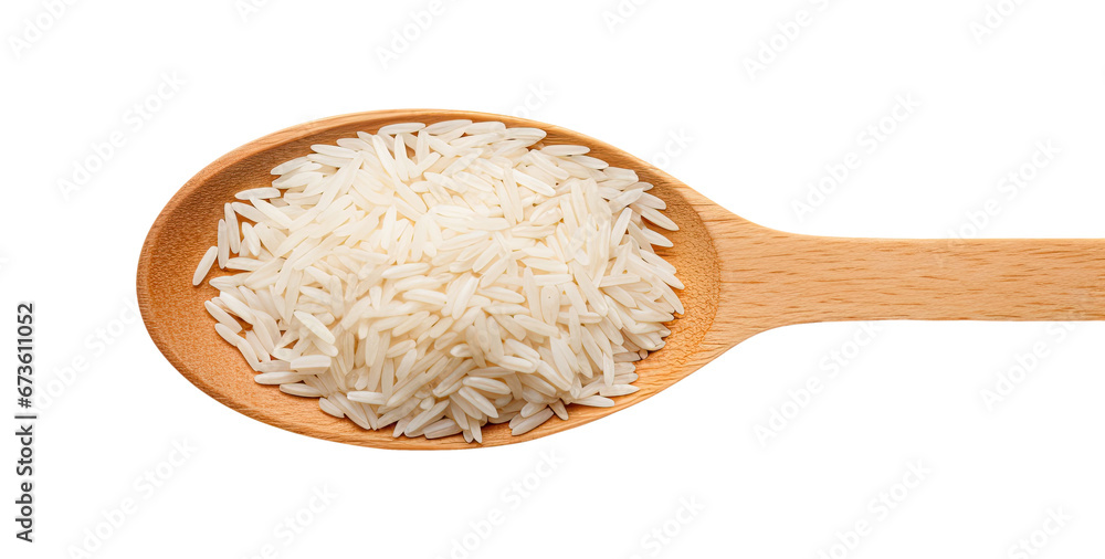 Large Spoon Rice Wooden spoon with long rice isolated on transparent background Stock ...