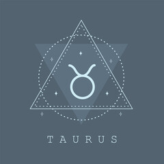 Wall Mural - astrological taurus zodiac sign. horoscope icon in boho minimalist style. mystic vector illustration