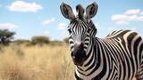 Fototapeta Konie - a zebra standing in a field