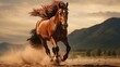a horse running in the desert