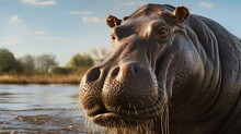 A Hippo In Water