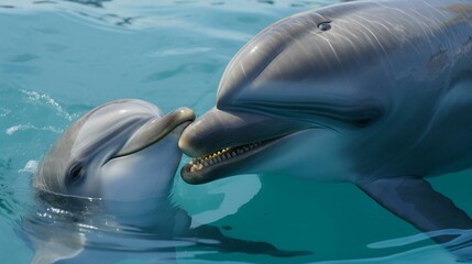 Wall Mural - a dolphin swimming in water