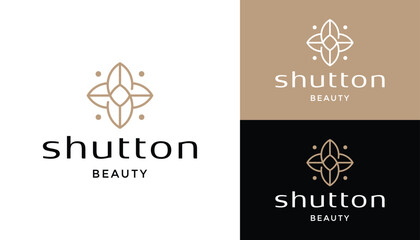 Wall Mural - golden initial letter S simple mandala flower leaves for nature and beauty spa logo design.