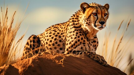 Wall Mural - a cheetah lying in the grass