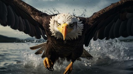 Poster - a bald eagle with its wings spread