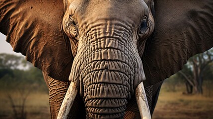 Wall Mural - an elephant with tusks