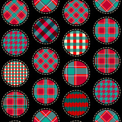 Leinwandbilder - Patchwork textile pattern. Seamless quilting design background. Merry Christmas cozy pattern.
