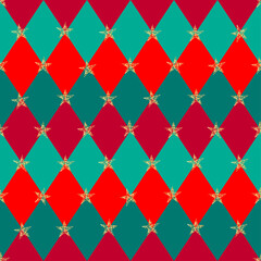 Aufkleber - Patchwork textile pattern. Seamless plaid design background. Merry Christmas cozy pattern.