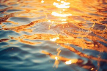 Wall Mural - sparkling water surface at golden hour with vibrant colors