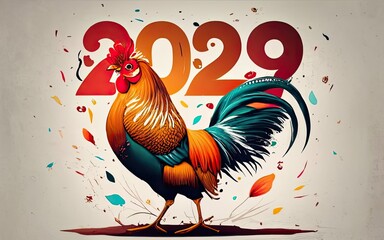 2029 Rooster year theme with Generative AI.