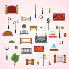 Wall Mural - city elements flat icons set