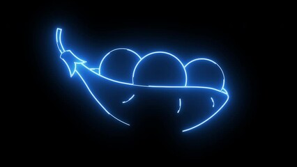 Canvas Print - animated video of a pea icon with a glowing neon effect