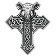 Mystical Celtic Cross Boar: A Dive into Ancient Folklore and Spiritual Symbolism .illustration design for Stickers and Tattoos