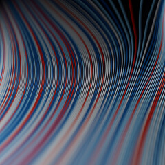 Fototapete - Close-up of a colorful stripe pattern with a combination of blue, red and white lines. 3d rendering digital illustration