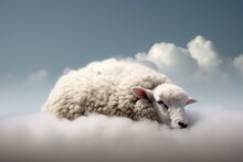 Sheep Sleep Cloud Sky. Art Animal Mammal Adorable Wool. Generate Ai