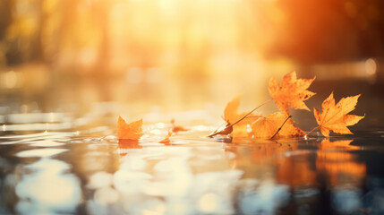 Wall Mural - Beautiful lake, natural light, autumn background season