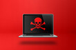 canvas print picture - Laptop with a pirate symbol on screen. Hacking concept