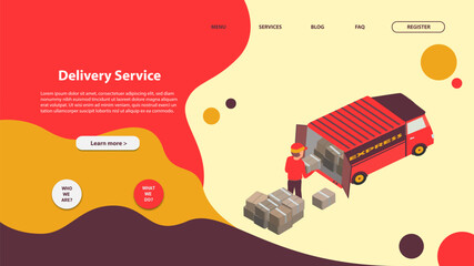 Wall Mural - Landing page template of delivery service. Modern flat design concept of web page design for website and mobile website.