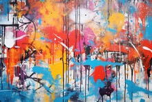 Graffiti Wall Abstract Background. Idea For Artistic Pop Art Background Backdrop.