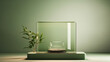 © javier - Translucent glass podium serene green.