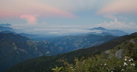 Poster - Hehuanshan in Taroko National Park beautiful mountain range with sea of cloud in Taiwan